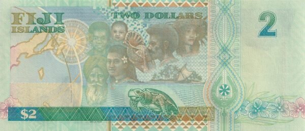 Fiji 2 Dollars 2000 P-102 UNC Banknote – Reverse
