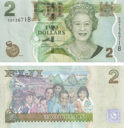 Fiji 2 Dollars 2007 P-109a UNC Banknote – Obverse and Reverse