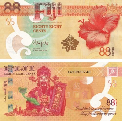 Fiji 88 Cents 2022 P-123(1) UNC Banknote – Obverse and Reverse