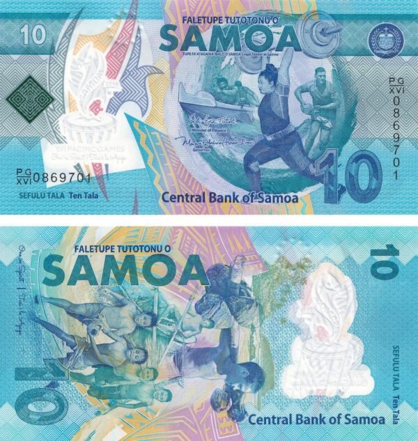 Samoa 10 Tala 2019 P-45 UNC Banknote – Obverse and Reverse