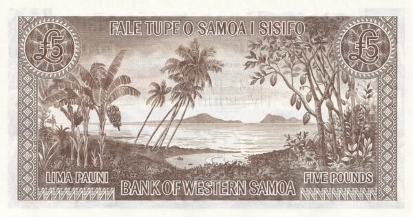 Samoa 5 Pounds 2020 P-15CS UNC Banknote – Reverse