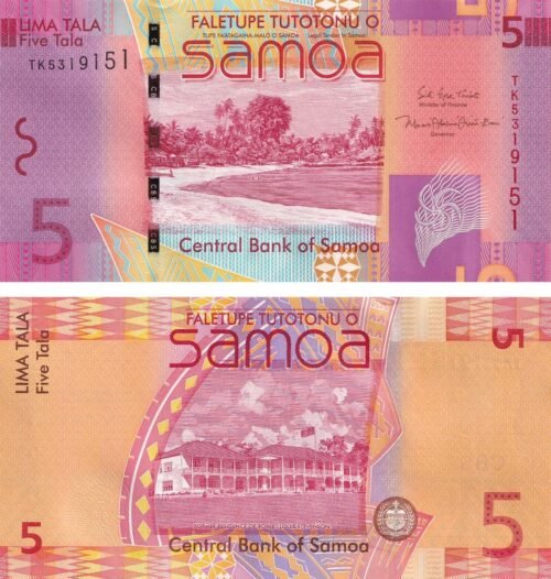 Samoa 5 Tala 2017 P-38c UNC Banknote – Obverse and Reverse