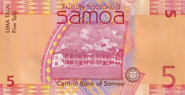 Samoa 5 Tala 2017 P-38c UNC Banknote – Reverse