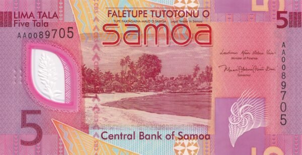 Samoa 5 Tala 2023 P-47 UNC Banknote – Obverse