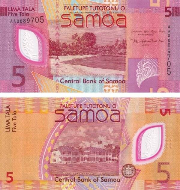 Samoa 5 Tala 2023 P-47 UNC Banknote – Obverse and Reverse