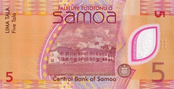 Samoa 5 Tala 2023 P-47 UNC Banknote – Reverse