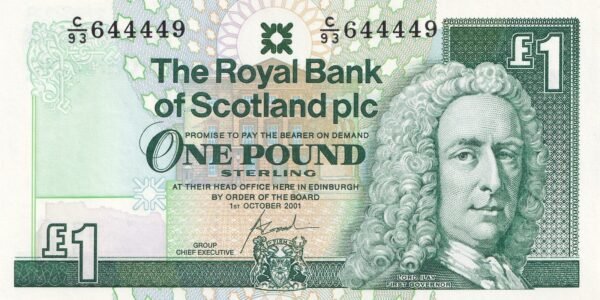 Scotland 1 Pound 2001 P-351e UNC Banknote – Obverse