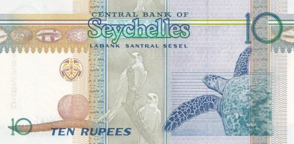 Seychelles 10 Rupees 1998 P-36a UNC Banknote – Reverse
