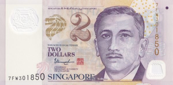 Singapore 2 Dollars 2022 P-46o UNC Banknote – Obverse