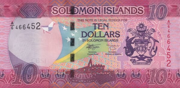 Solomon Islands 10 Dollars 2021 P-33(2) UNC Banknote – Obverse