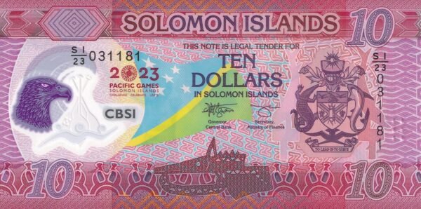 Solomon Islands 10 Dollars 2023 P-39 UNC Banknote – Obverse
