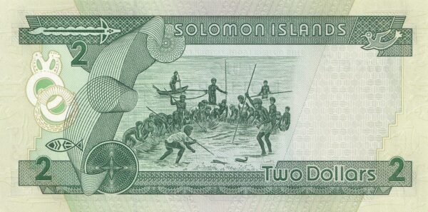 Solomon Islands 2 Dollars 1997 P-18 UNC Banknote – Reverse