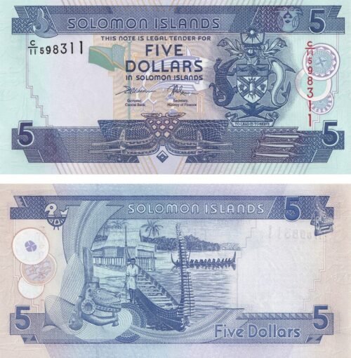 Solomon Islands 5 Dollars 2018 P-26(4) UNC Banknote – Obverse and Reverse