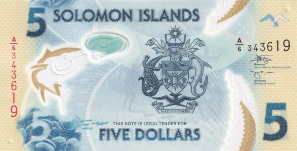 Solomon Islands 5 Dollars 2022 P-38(2) UNC Banknote – Obverse