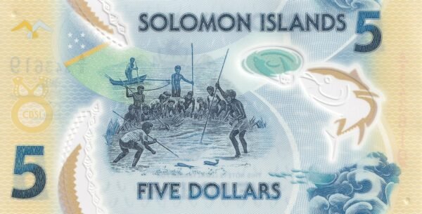 Solomon Islands 5 Dollars 2022 P-38(2) UNC Banknote – Reverse