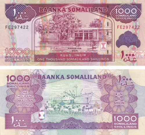 Somaliland 1000 Shillings 2014 P-20c UNC Banknote – Obverse and Reverse
