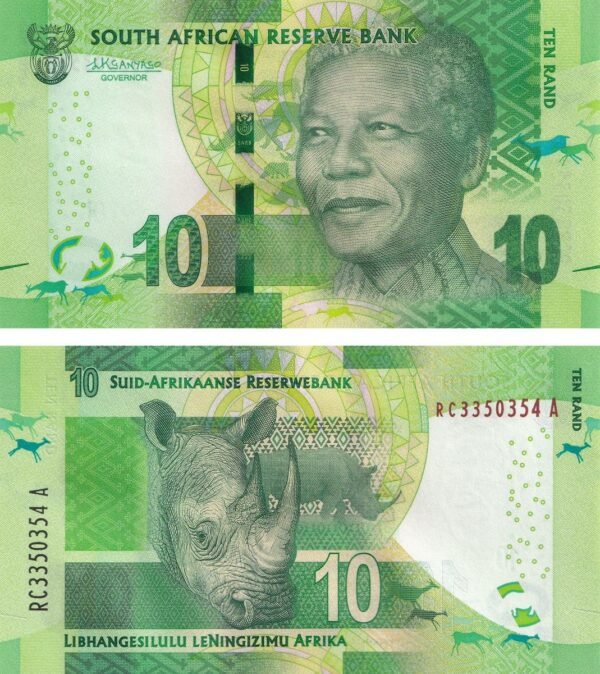 South Africa 10 Rand 2015 P-138b UNC Banknote – Obverse and Reverse