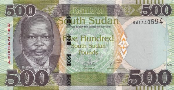 South Sudan 500 Pounds 2024 P-20 UNC Banknote – Obverse