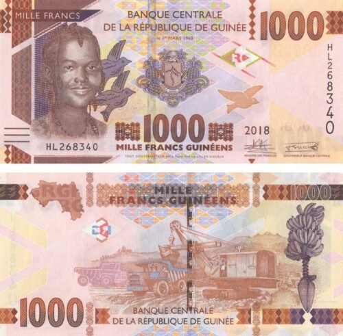 Guinea 1000 Francs 2018 P-48 UNC Banknote &ndash; Obverse and Reverse