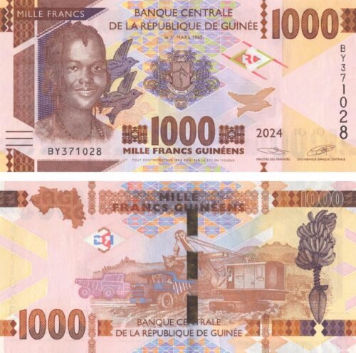 Guinea 1000 Francs 2024 P-48 UNC Banknote &ndash; Obverse and Reverse