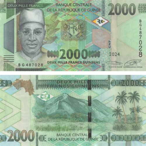 Guinea 2000 Francs 2024 P-48A UNC Banknote &ndash; Obverse and Reverse