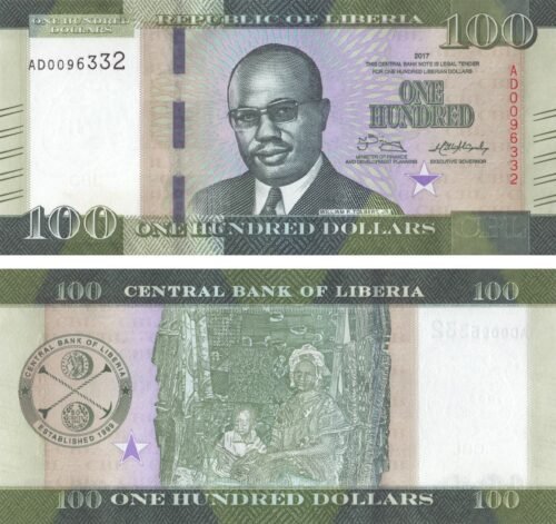 Liberia 100 Dollars 2017 P-35b UNC Banknote &ndash; Obverse and Reverse