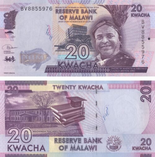 malawi-20-kwacha-2019-p-63e-unc-obverse-reverse Malawi 20 Kwacha 2019 P-63e UNC Banknote – Obverse and Reverse