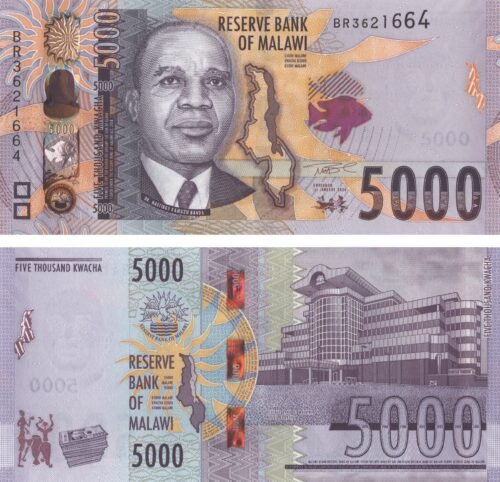 malawi-5000-kwacha-2024-p-71-unc-obverse-reverse Malawi 5000 Kwacha 2024 P-71 UNC Banknote – Obverse and Reverse