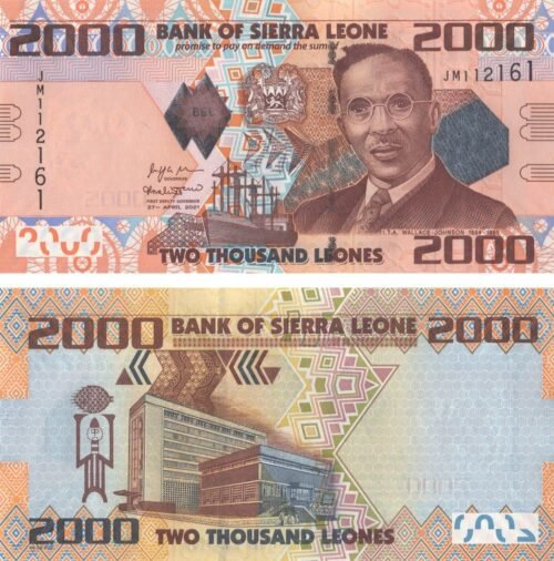 Sierra Leone 2000 Leones 2021 P-31 UNC Banknote &ndash; Obverse and Reverse