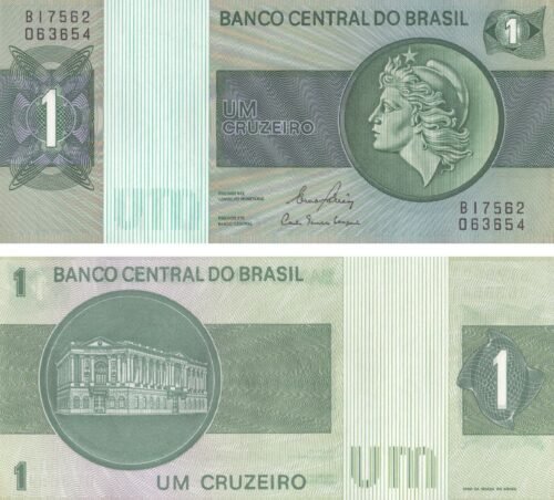 Brazil 1 Cruzeiro 1980 P-191Ac UNC Banknote – Obverse and Reverse