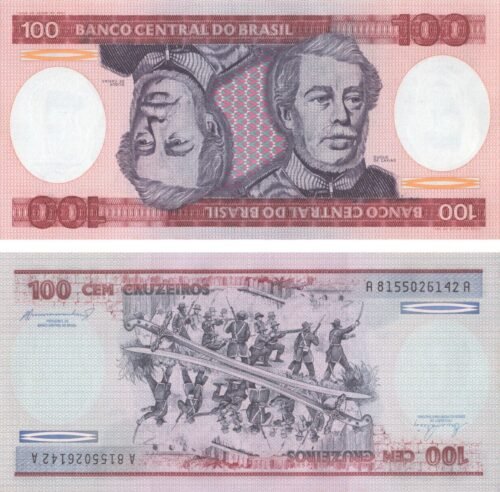 Brazil 100 Cruzeiros 1981-1984 P-198b UNC Banknote – Obverse and Reverse