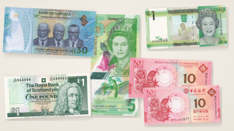 Banknotes issued by central banks, regional institutions, governments and authorised commercial banks