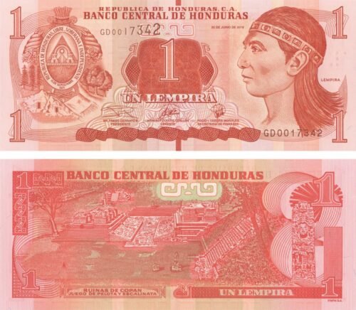 Honduras 1 Lempira 2019 P-96 UNC Banknote – Obverse and Reverse