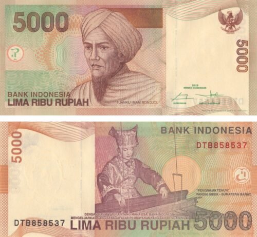 Indonesia 5000 Rupiah 2015 P-142o UNC Banknote – Obverse and Reverse