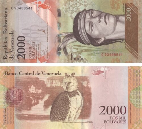 venezuela-2000-bolivares-2016-p-96b-unc-obverse-reverse Venezuela 2000 Bolivares 2016 P-96b UNC Banknote – Obverse and Reverse