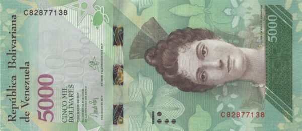 Venezuela 5000 Bolivares 2017 P-97b UNC Banknote – Obverse