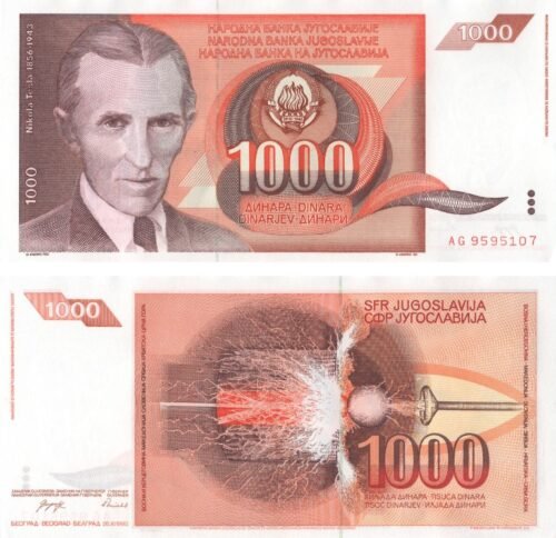 yugoslavia-1000-dinara-1990-p-107-unc-obverse-reverse Yugoslavia 1000 Dinara 1990 P-107 UNC Banknote – Obverse and Reverse