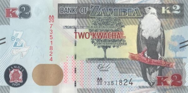 zambia-2-kwacha-2020-p-56-unc-obverse Zambia 2 Kwacha 2020 P-56 UNC Banknote – Obverse