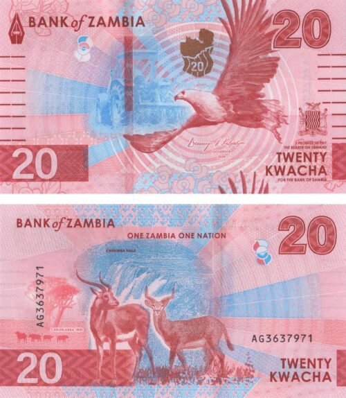 Zambia 20 Kwacha 2024 P-63 UNC Banknote &ndash; Obverse and Reverse