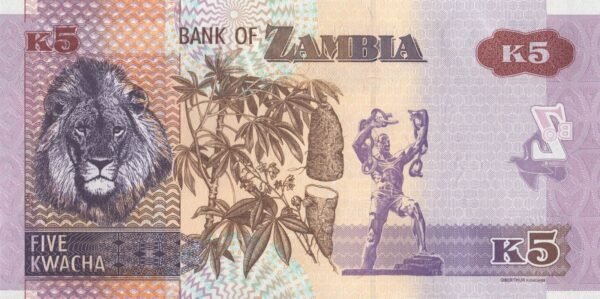 zambia-5-kwacha-2020-p-57-unc-reverse Zambia 5 Kwacha 2020 P-57 UNC Banknote – Reverse
