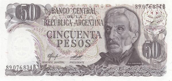 Argentina 50 Pesos 1977 P-301a(2) UNC Banknote – Obverse