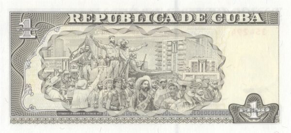 Cuba 1 Peso 2009 P-128d UNC Banknote – Reverse