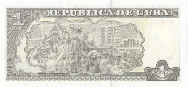 Cuba 1 Peso 2011 P-128f UNC Banknote – Reverse