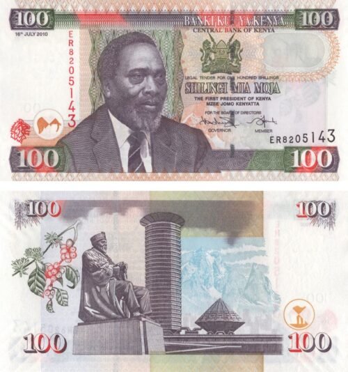 Kenya 100 Shillings 2010 P-48e(1) UNC Banknote – Obverse and Reverse