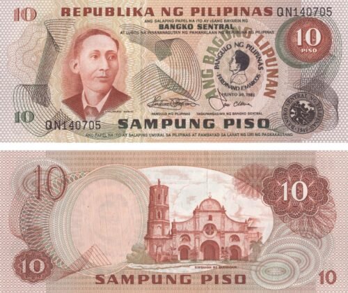 Philippines 10 Piso 1981 P-167 UNC Banknote – Obverse and Reverse