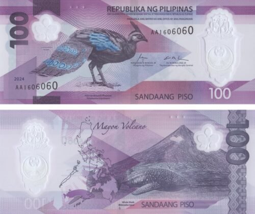 philippines-100-piso-2024-p-238-unc-obverse-reverse Philippines 100 Piso 2024 P-238 UNC Banknote – Obverse and Reverse
