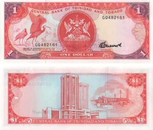 Trinidad and Tobago 1 Dollar 1985 P-36c UNC Banknote &ndash; Obverse and Reverse