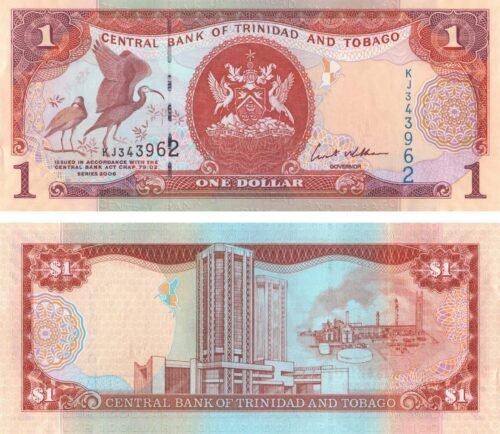 Trinidad and Tobago 1 Dollar 2006 P-46 UNC Banknote &ndash; Obverse and Reverse