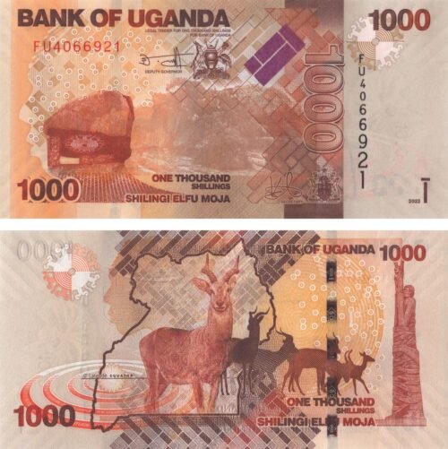 Uganda 1000 Shillings 2022 P-49g UNC Banknote – Obverse and Reverse