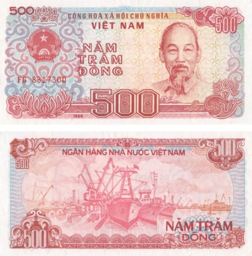 vietnam-500-dong-1988-p-101a-1-unc-obverse-reverse Vietnam 500 Dong 1988 P-101a(1) UNC Banknote – Obverse and Reverse